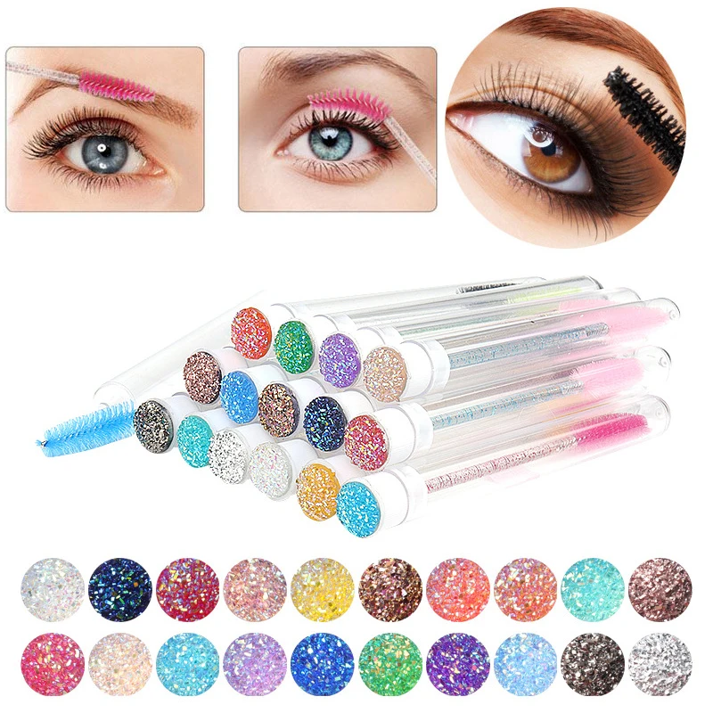 

Disposable Eyebrow brush Diamond Tube Makeup Crystal Handle Eyelash Extension Tool Mascara Wands Sparkling Bling Lash Applicator