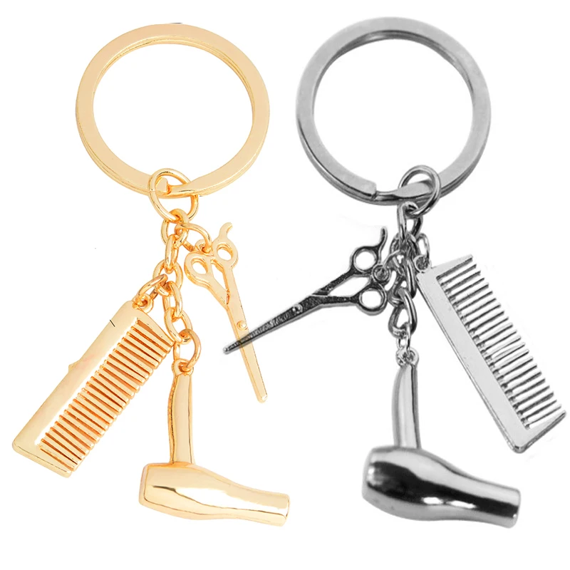 

Baber Магазин инструментов брелок фен/ножницами/гребень подвески, кольцо для ключей, держатель для Парикмахерская подарок брелок для ключей ю...