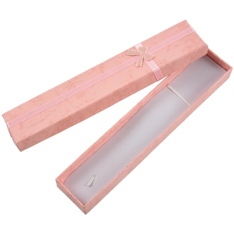 

5PCS Paper Package Bowknot Jewelry Necklace Bracelet Earring Ring Gift Box Case, Style-3 Rectangle(22X4cm)