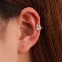 crystal love heart non piercing gold color ear clip for women simple korean ear cuff zirconia fake piercing nose ring jewelry