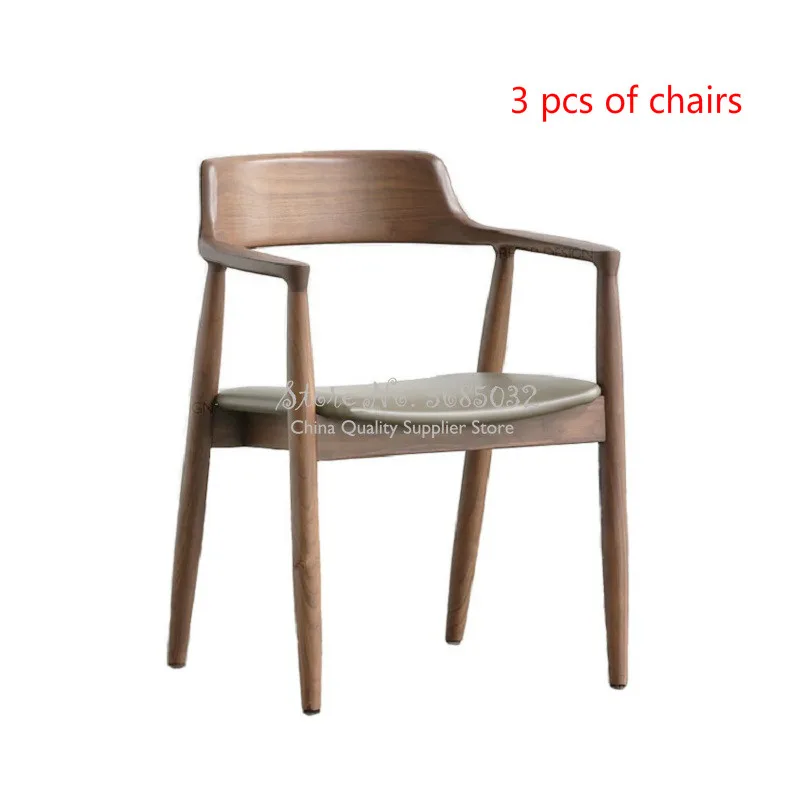 3 шт. простое кресло с круглой спинкой повседневное обеденное из массива дерева