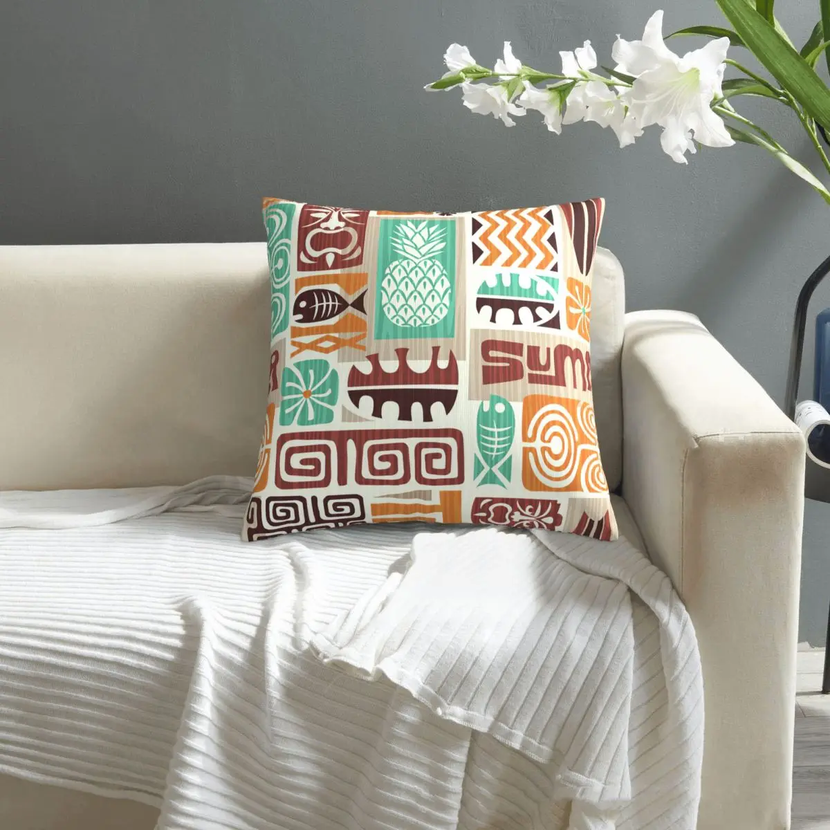 

Seamless Exotic Tiki Pattern pillowcase printed cushion cover sofa waist pillow pillow cover
