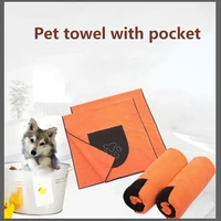 new pet bath towel dog towels with pockets microfiber super absorbent thicken pet towel for dogs cats bath dog accessories