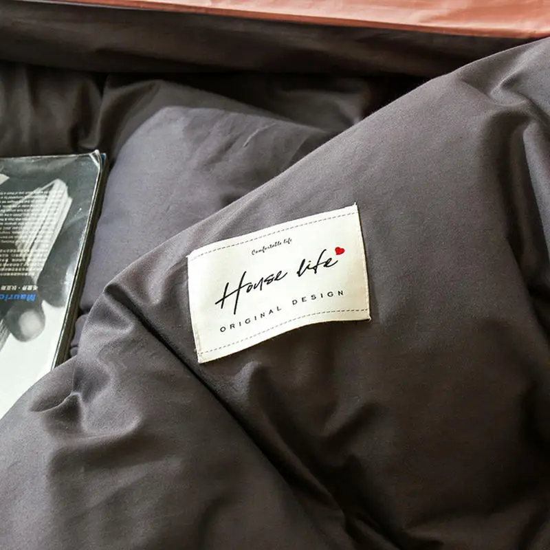 1 шт. одеяло из 100% хлопка серое однотонное окрашенное пододеяльник королевского