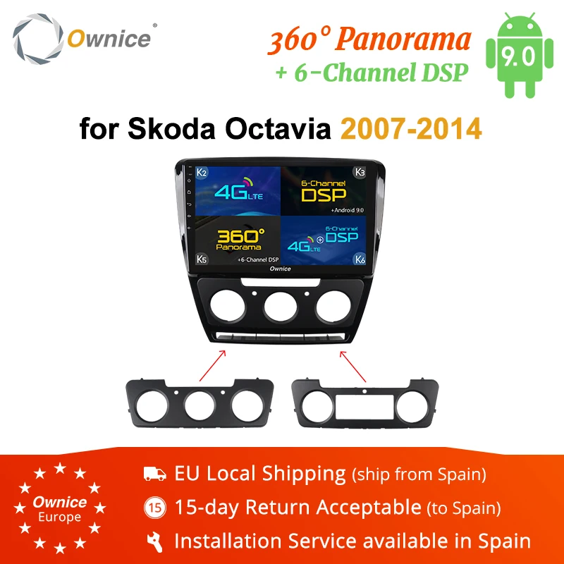 Ownice Octa Core Android 9 0 автомобильное радио dvd DSP SPDIF GPS Navi для Skoda Octavia A5 2007 2008 2009 2014 4G 360