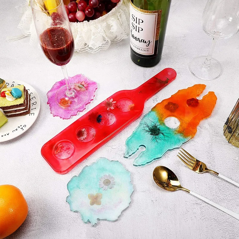 Wine Glass Tray Mold Rack Beer Epoxy Resin with 2 Coaster for Home Decoration DIY Crafts | Дом и сад