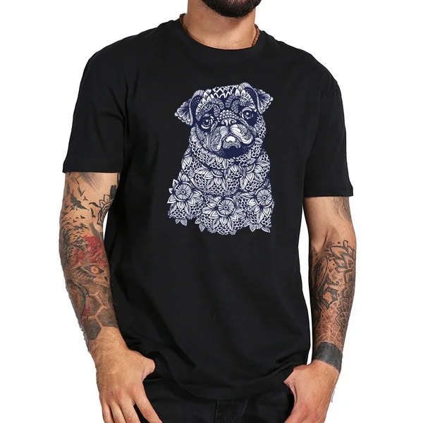 

mandala of pug t shirt t-shirt cottonmen larga for boys