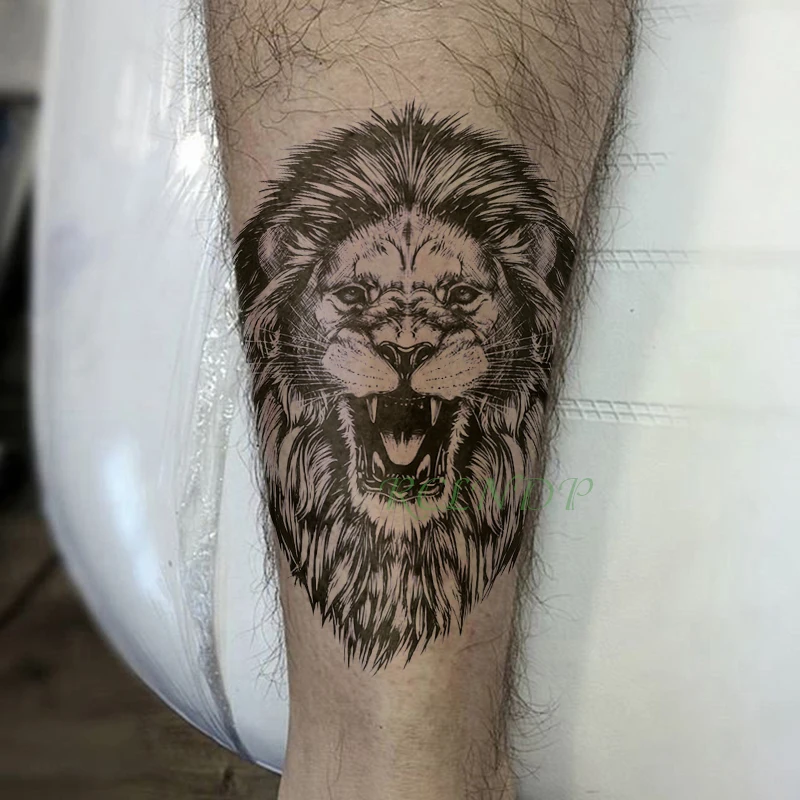 Водостойкая Временная тату наклейка Корона Льва королевы с животными флэш