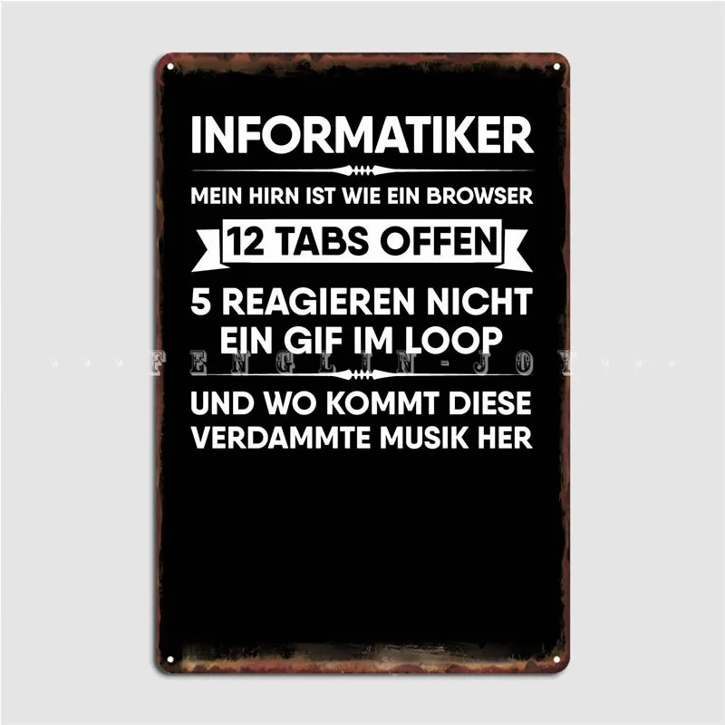 

Mein Hirn Ist Wie Ein Metal Sign Club Bar Design Plates Cinema Living Room Tin Sign Posters