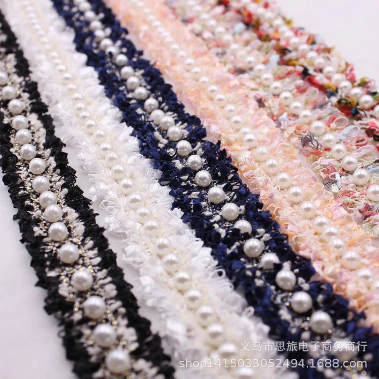 

Handmade Beads Small Fragrance Wind Pearl Yarn Woven With Lace DIY Hair Accessories Clothing Webbing