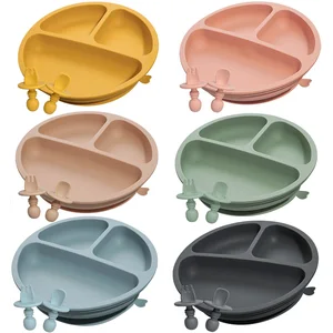 Портативная силиконовая посуда для детей присоска тарелка Складная силиконовая посуда набор Водонепроницаемая силиконовая ложка для малышей вилка