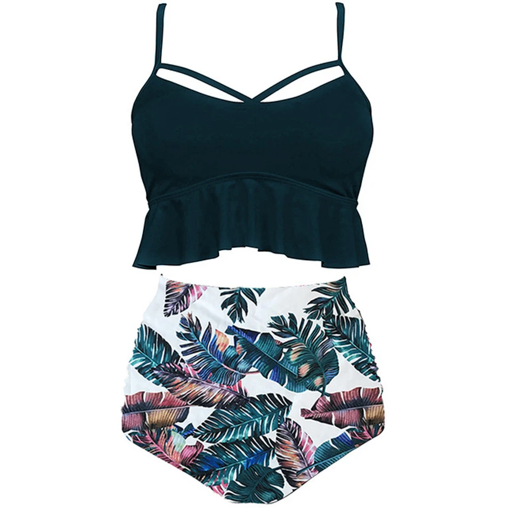 Комплект танкини 2020 женский купальный костюм плюс комплект из двух частей с