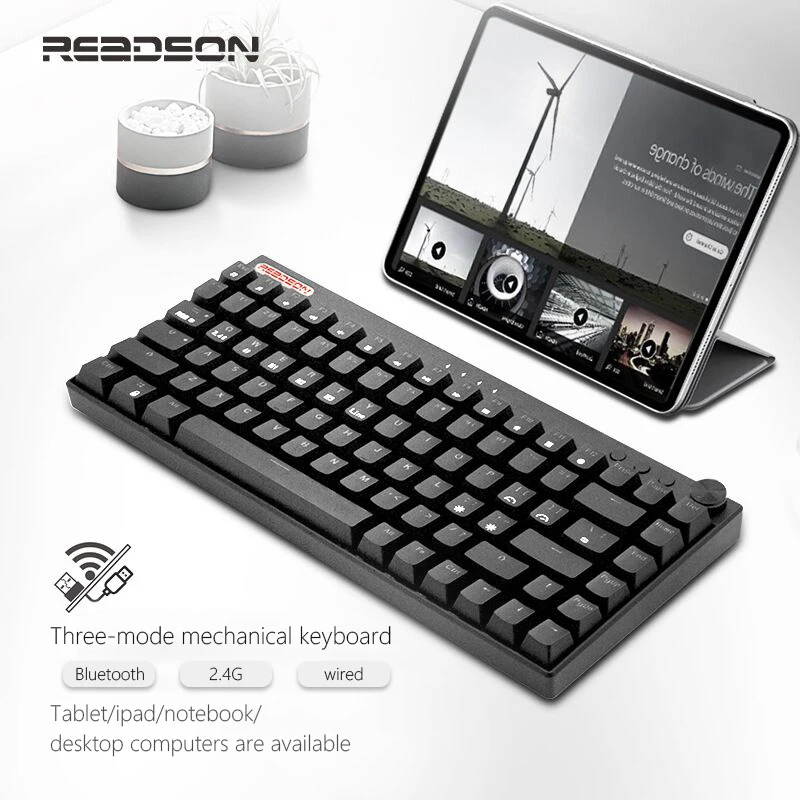 

Беспроводная Механическая игровая клавиатура, 84 клавиши, Bluetooth/2,4 ГГц, 80% RGB, три режима, Подключаемая клавиатура с мини-клавиатурой с горячей ...