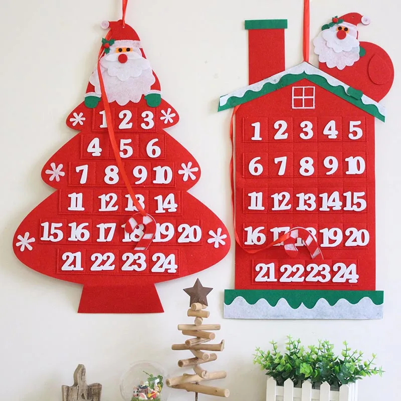 Рождественский календарь Санта-Клаус дом снеговика фотообои подвесные эльфы