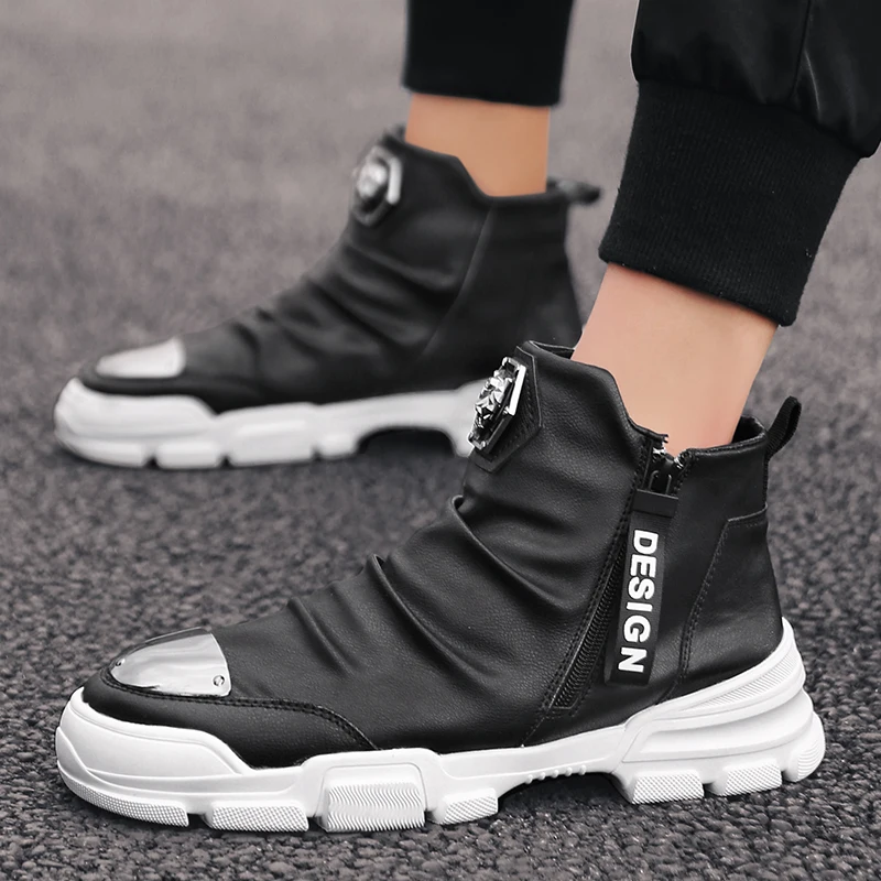 Мужские ботинки с металлическим носком высокие кроссовки мотоциклетные