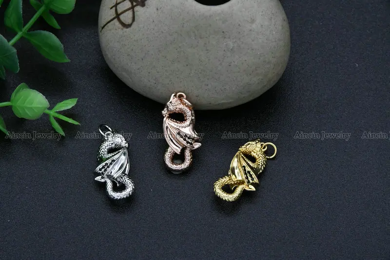 Высокое качество розовое золото серебряное покрытие трехмерный дракон с