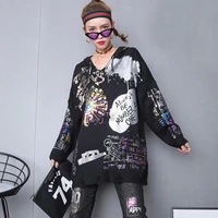 wweater women winter high street style hit color letter bronzing print thick sweater hoodie full sleeve match all loose fashion