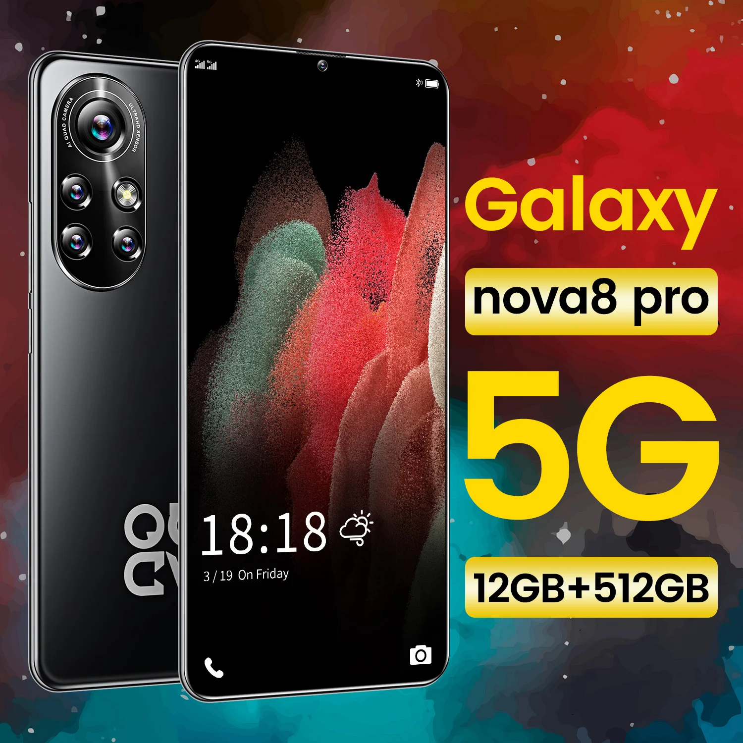 

6.8nch 12GB+512GB Global Version Smartphone Nova8 Pro Android11 Core 4G 5G 6800mah 24MP +48MP MTK6899 Really Telephone Celulares