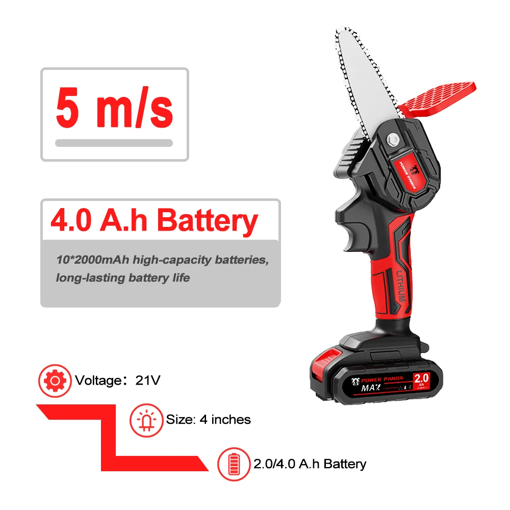 Мощность панда 4 дюйма бесщеточный цепная пила беспроводной мини Ручной обрезная