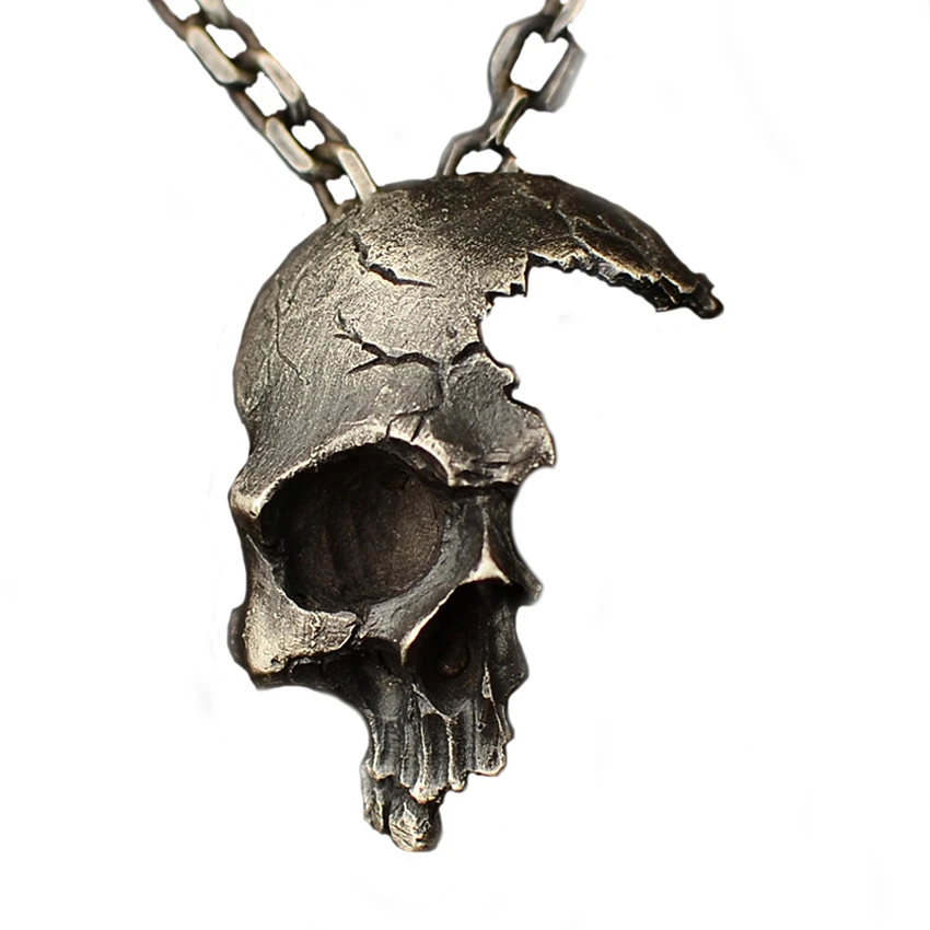 Ретро панк ожерелье с получерепом металлическая подвеска черепом Готическая