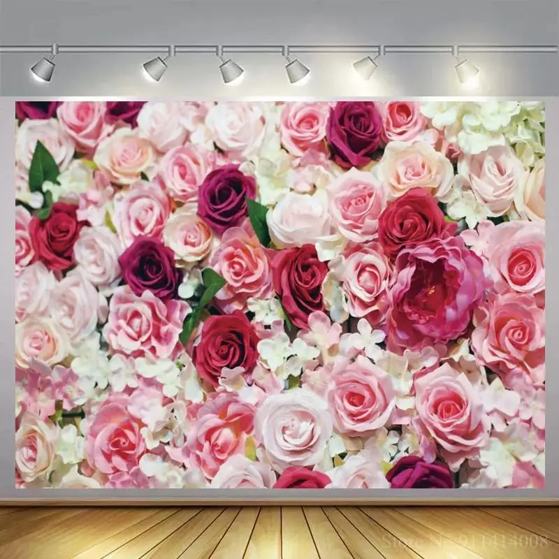 

Виниловый фон для свадебной фотосъемки, 3D розы, цветы, стены, фотофоны, день рождения, детский душ