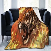 beast tiger 3d blanket personalized printing soft and warm coral velvet light and thin mechanical washing flannel blanket