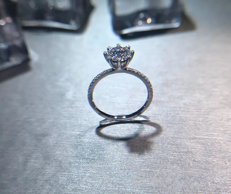18K 750Au Золотое кольцо Moissanite алмазное кольцо обручальное кольцо D Цвет VVS с национальным сертификатом 01