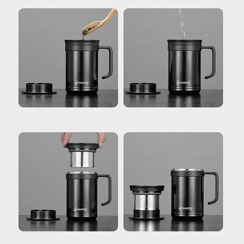 Термос чайная кружка чашка для заварки чая Термокружка с ручкой Из Нержавеющей