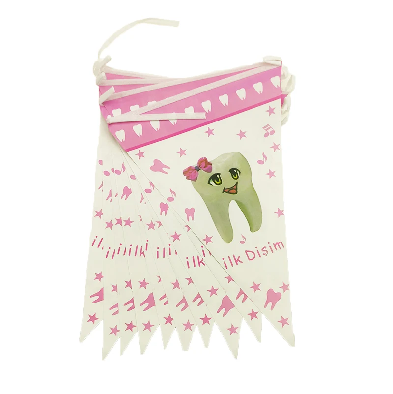 10 шт./упак. для девочек розовый зубная тема баннера и флага вечерние детей носки