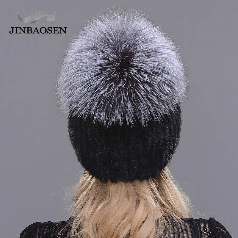 Лидер продаж модные зимние теплые женские вязаные шапки JINBAOSEN норковые с