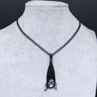 2022 fashion bat stainless steel chain necklaces women black color chain necklaces jewelry cadenas de acero inoxidab n4443s03