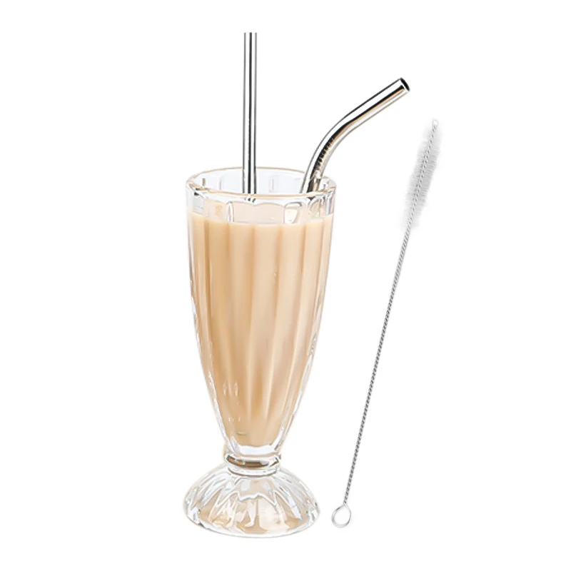 2 шт./лот многоразовая соломинка для питья с 1 щеткой очистки прямая и