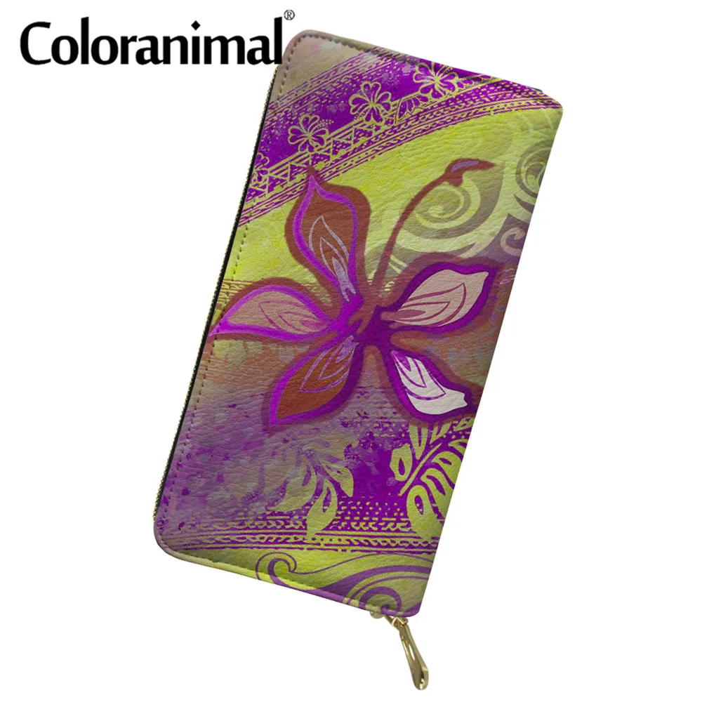 Coloranimal Для женщин переносной сцепления кошелек полинезийской Племенной Гибискус