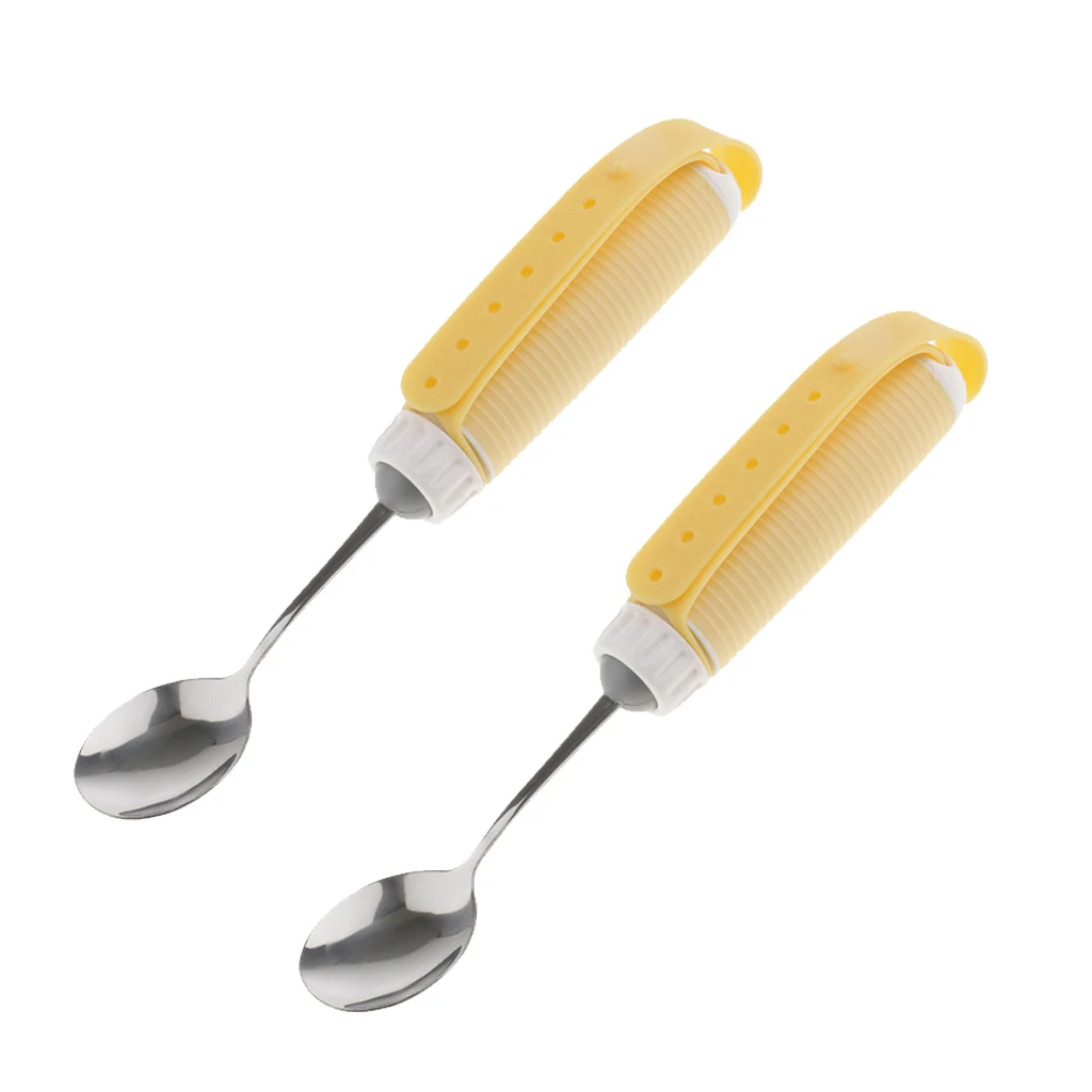

Flexible 360° Rotating Swivel Spoon Utensil Eating Aids with Portable Strap Handle for Disabled, Elders, Children (2 Pack)