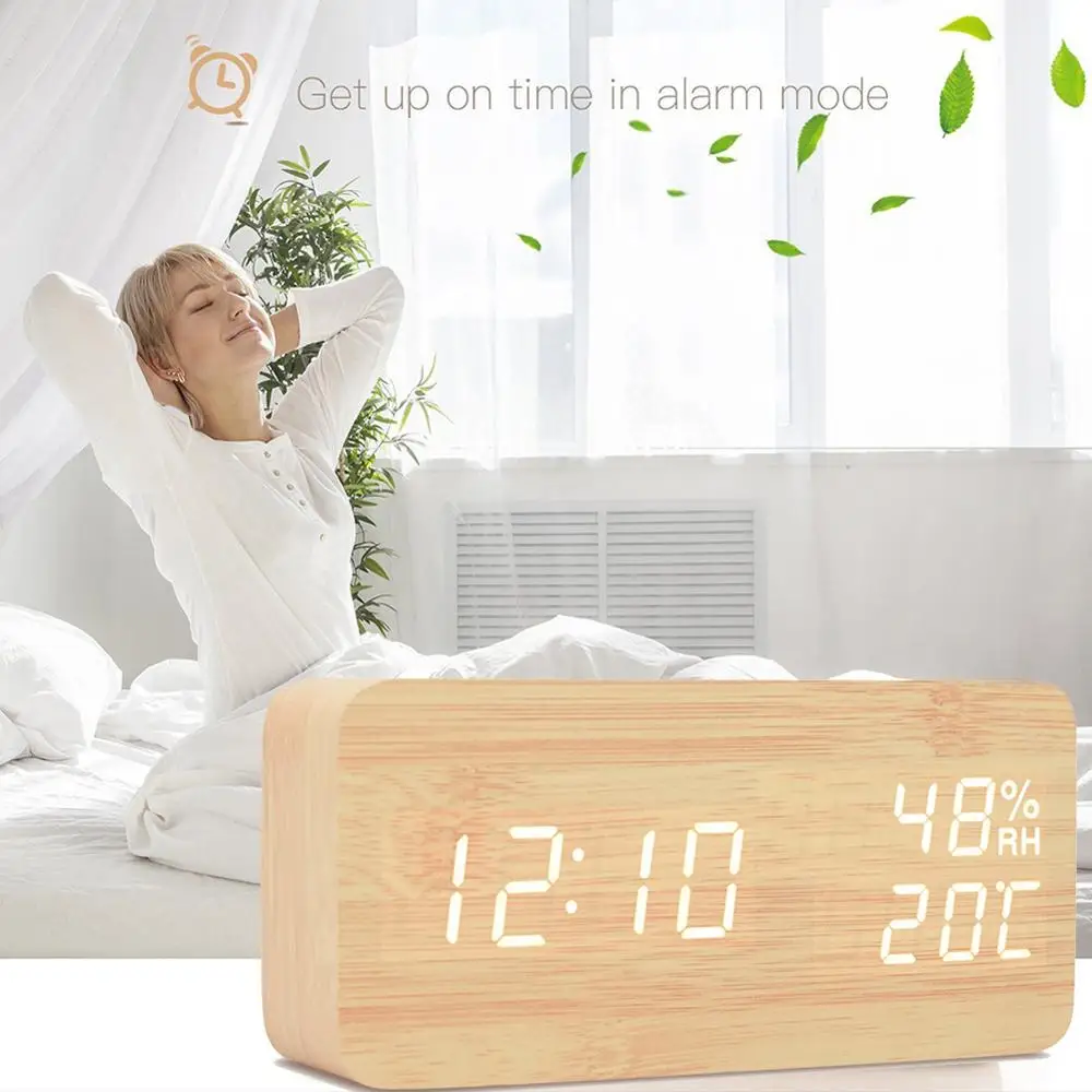 Деревянный Будильник с питанием от USB и батареек для дома прикроватный спальни