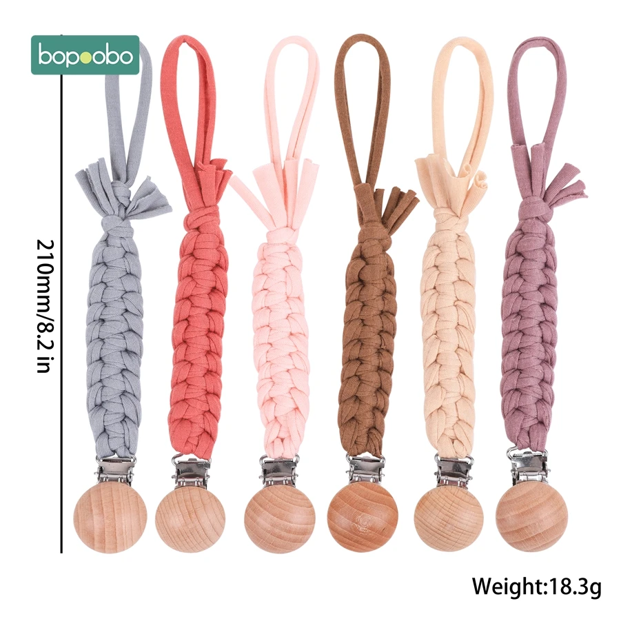 Bopoobo 1PC Baby Teether Beech Wood Toy Hand Teething Wooden Ring Can Chew Pacifier Chain Beads Product Toys Rattle | Мать и ребенок