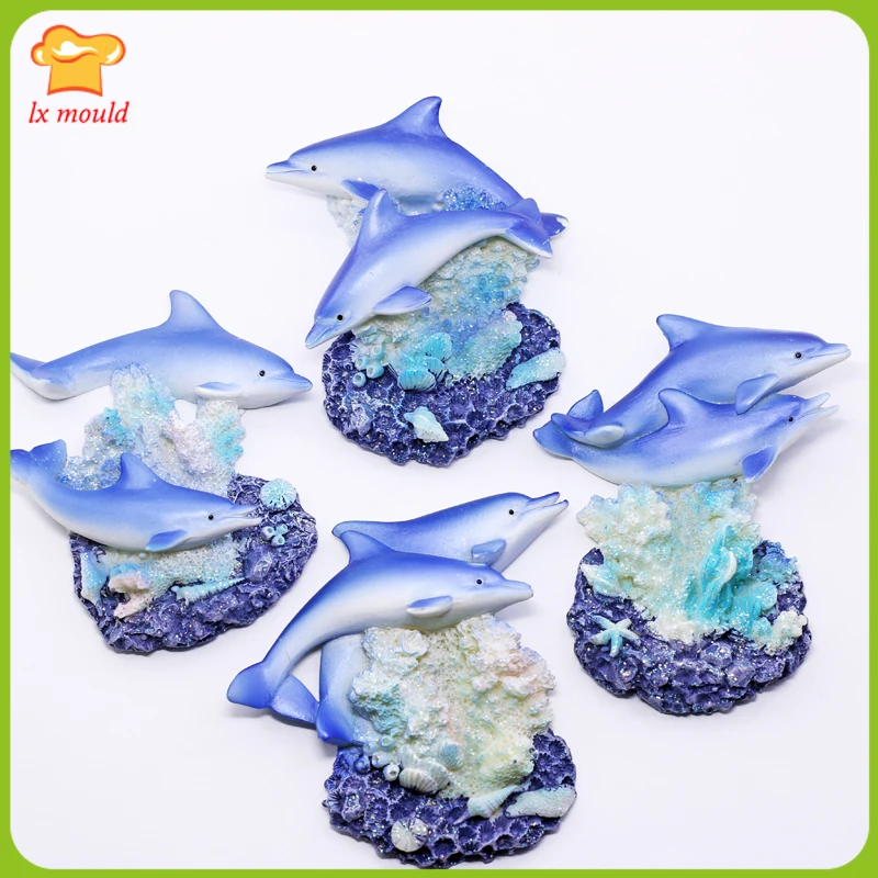 

LXYY 2D Dolphin Family Silicone Handmade Chocolate Molds Handicrafts DIY Candy Aroma Soap Moulds 2#