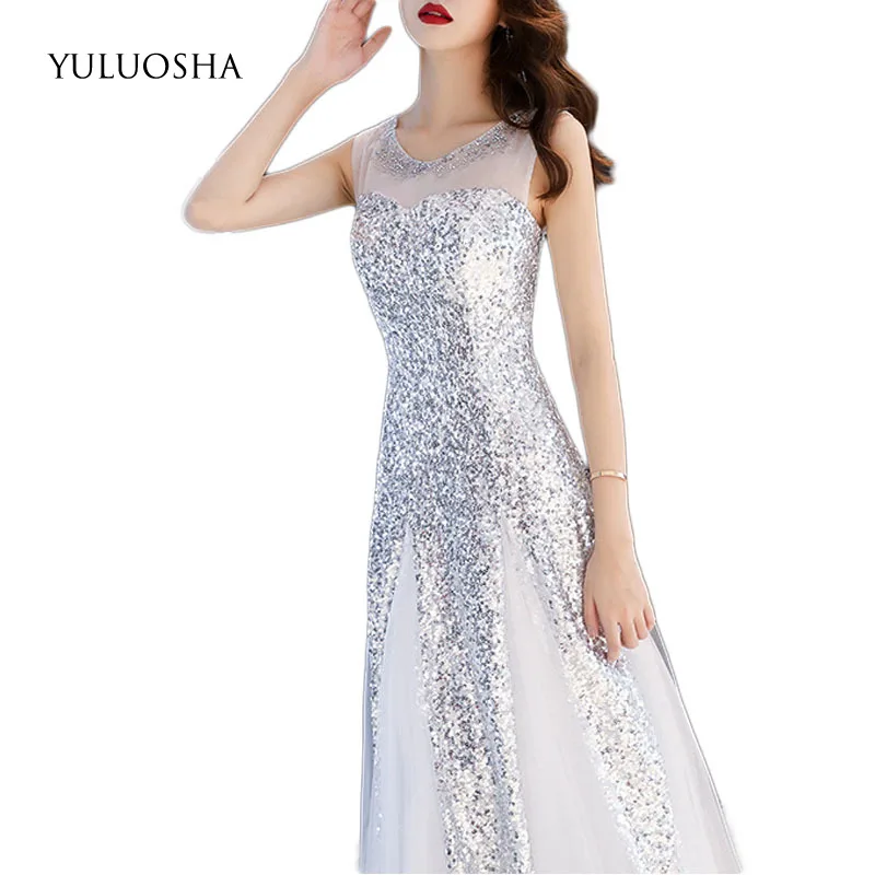 

YULUOSHA, 2020 г., сексуальное модное элегантное вечернее платье с круглым вырезом без рукавов для вечевечерние НКИ, выпускного вечера, длинные пл...