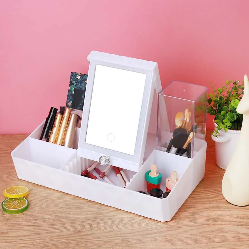 

Multifunctional Makeup Box With LED Vanity Mirror Storage Box Beauty Tools Simple and Practical Cosmetic Case LED Makeup Mirror