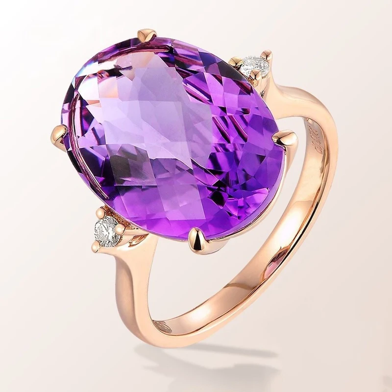 

MENGYI Vintage Delicate Large Oval Purple Zircon Rose Golden Rings For Women's Fashion Geometry Wedding Jewelry Party Gift Bague