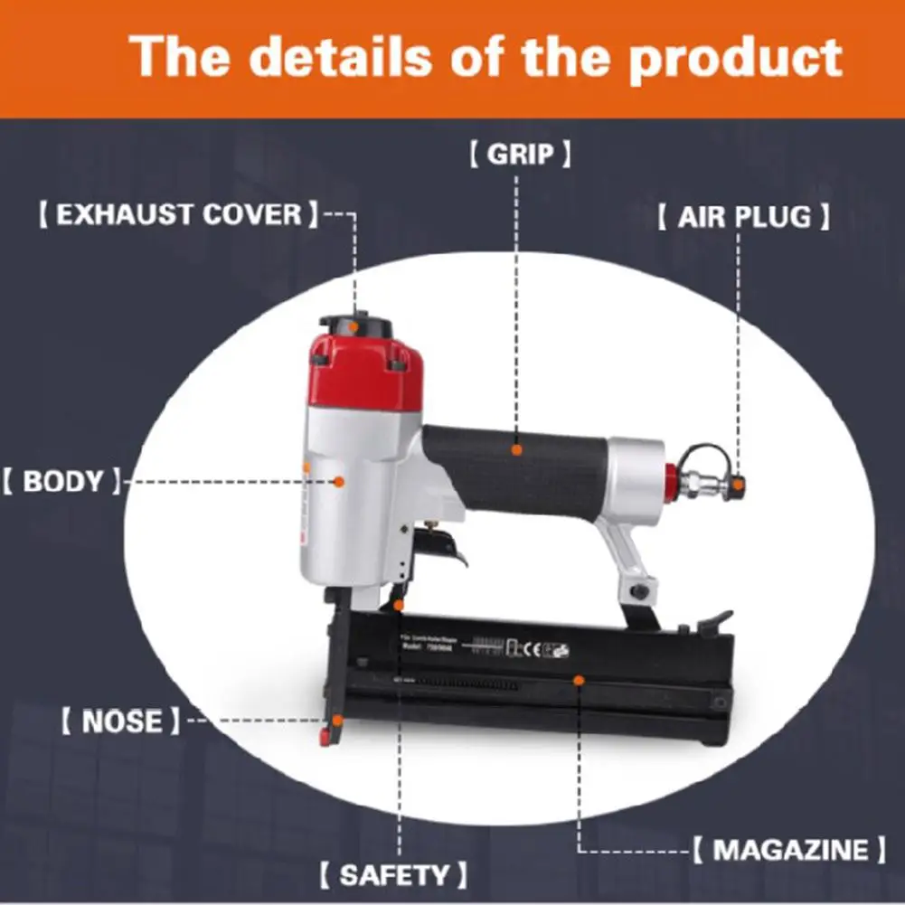 

2in1 Pneumatic Pneumatic Nail Gun Cordless Brad Nailer Kit Pneumatic Stapler Lightweight Nailer Repair Tools