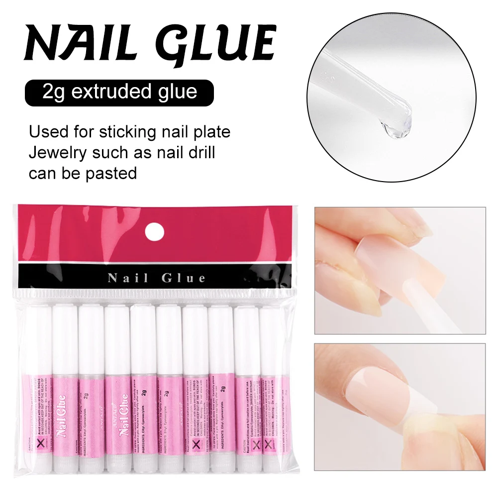 

10pcs 2g Nail Glue Mini Professional Nail Adhesive Suitable for Sticky Nails Rhinestone Glue for Professional Salon or Home Use