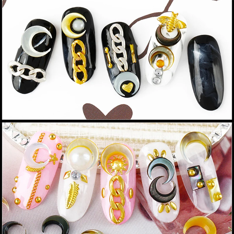 Золотые серебряные черные заклепки 3D украшения для ногтей шпильки металлическая