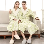 Длинный банный халат с поясом, зимний женский махровый халат с цветочным принтом и V-образным вырезом и карманами, плотная Женская одежда для сна с длинным рукавом