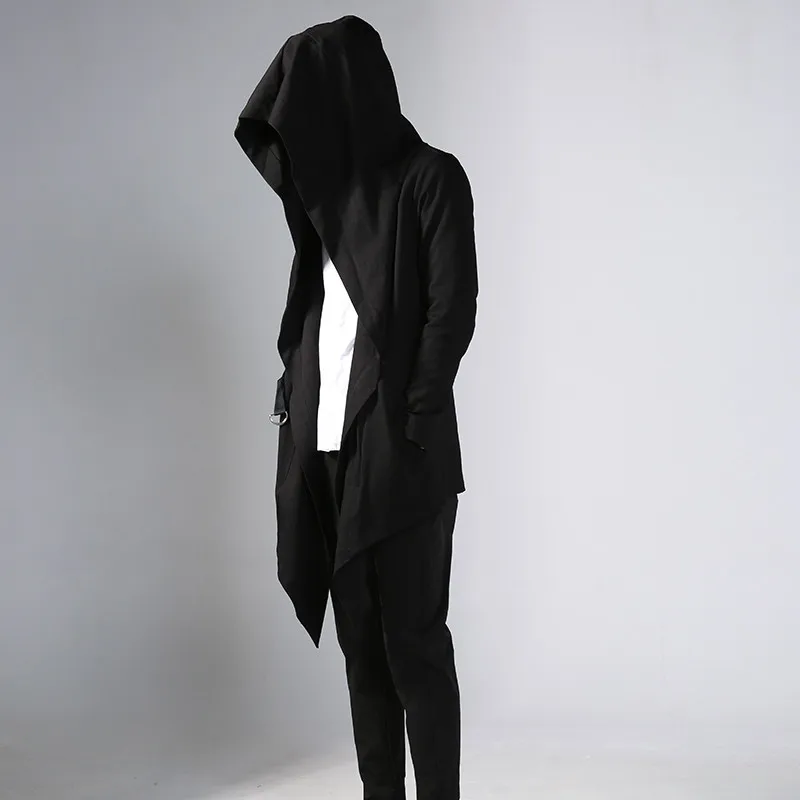 

Men's Irregular Casual Hooded Coat Spring And Autumn Large Fashionable Dark Korean Street Middle Cloaks Windbreaker