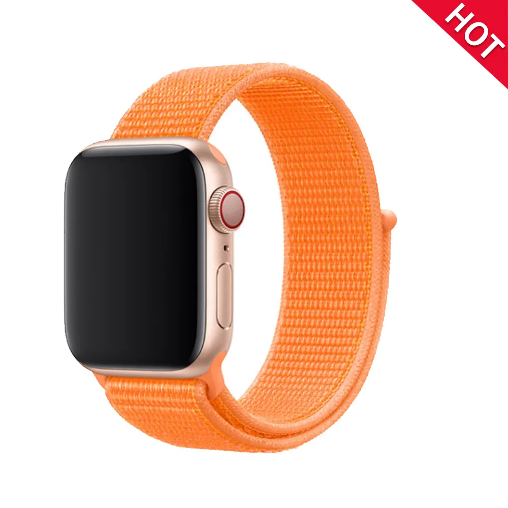 Спортивный ремешок для apple Watch 42 мм с iwatch 38 мм 44 мм 40 мм correas apple Watch 5 4 3 браслет нейлон 2/1 - Цвет ремешка: papaya