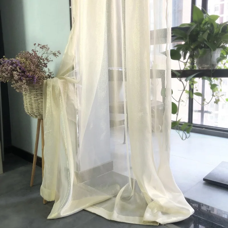 Pure White Window Screen Sheer Fabric Simple Modern Shiny Silver Wire Stripe Gold Tulle Curtain for Living Room Bedroom M135-50 | Дом и сад