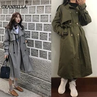 2021 russia autumn winter fashion brand women long 100 cotton trench coat large size belted raincoat windbreaker manteau femme