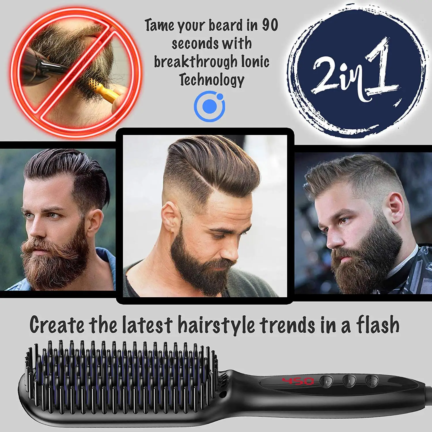 

Beard Straightener Multifunctional Hair Comb Brush Electric Quick Heating Ceramic Hair Straightening Iron Comb For Men and Women