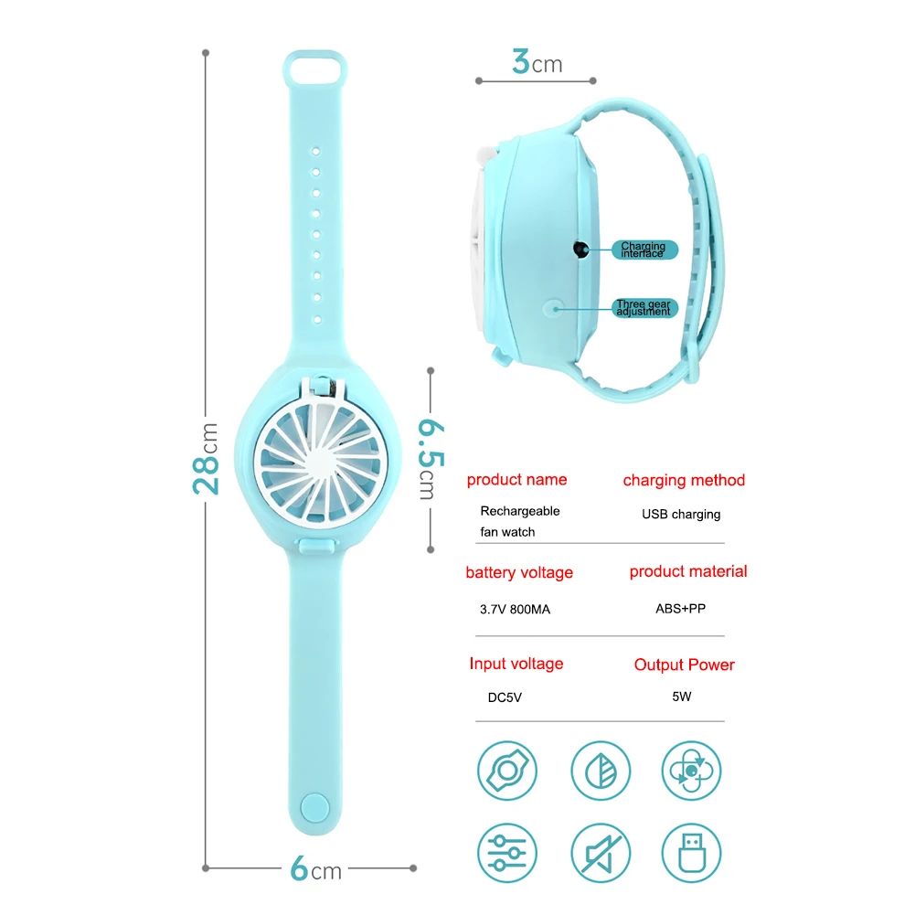 

Portable USB Mini Fan Children Watch Fan Rechargeable Small Portable Sports Fan Usb Desk Hand Air Conditioner cooler May18